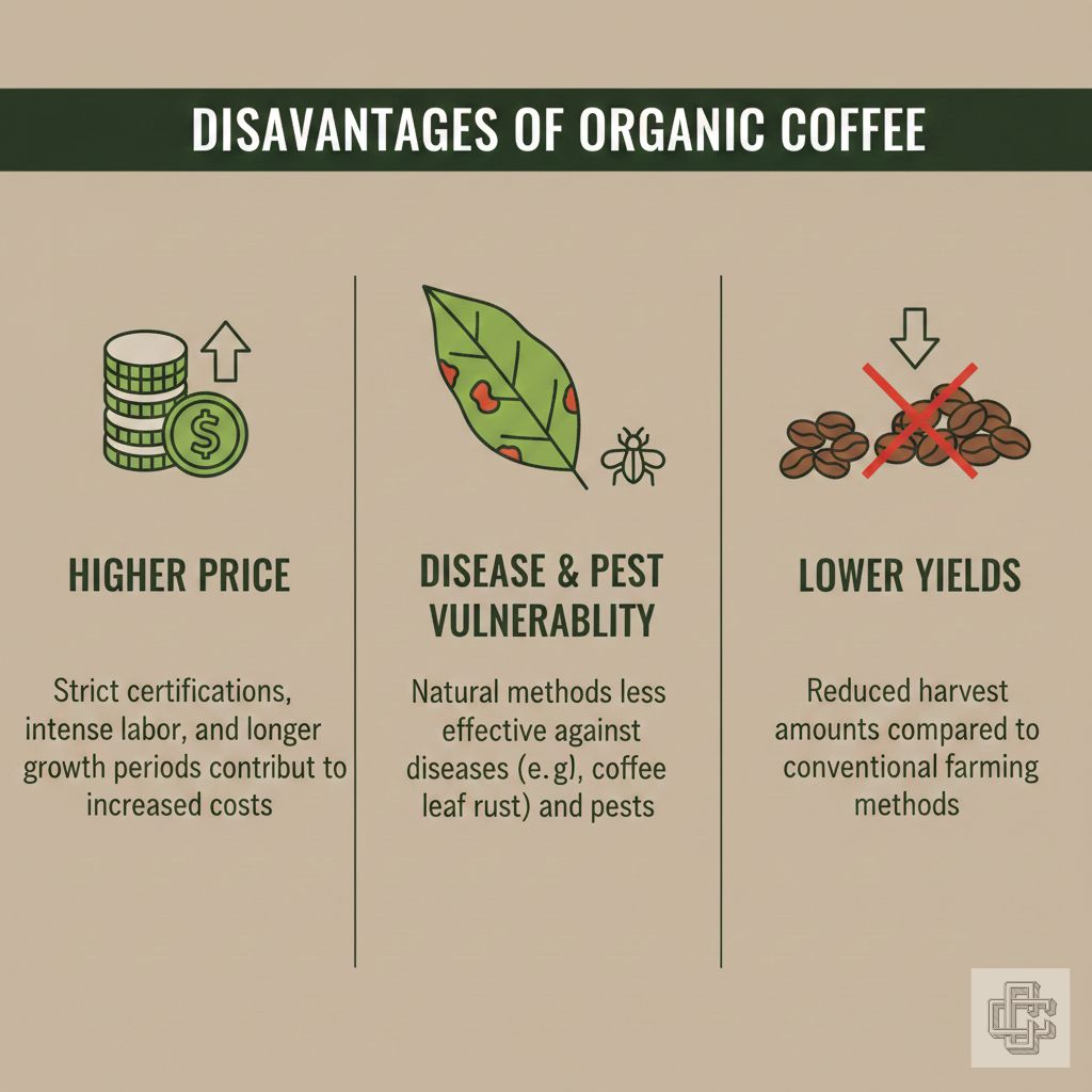 cons of organic coffee